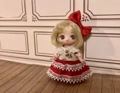 ぷちリカちゃんサイズ　ワンピース、ヘアバンドセット　さくらんぼ✖️赤