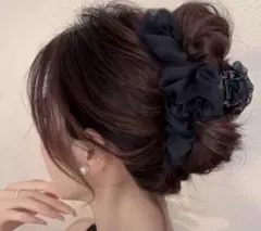 黒リボン風 バンスクリップ ヘアアクセサリー 大きめ 髪留め