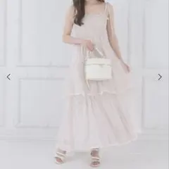 新品！Lou Loumei 肩リボンティアードロングワンピース - メルカリ