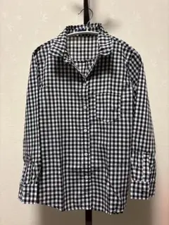 長袖シャツ ブラック・ホワイト ギンガムチェック