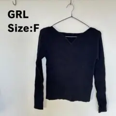 GRL ハートネックニット　gn381 ブラック F