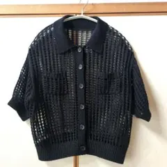 未使用品　LOUNIE♥襟付き半袖カーディガン 　ブラック　38　2025春夏のサムネイル