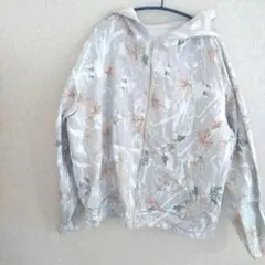 花柄フード付きパーカー グレー系