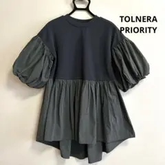TOLNERA PRIORITY 異素材ドッキング パフスリーブ トップス　M