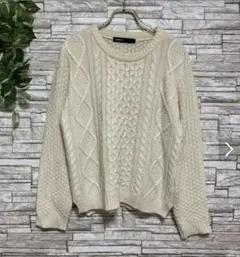 アイボリー ケーブルニットセーター 長袖