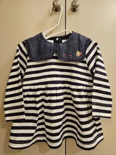 Familiar　ストライプデニム襟チュニック（長袖）90㎝