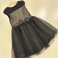 スパンコール付き黒ドレス　キッズ　発表会　フォーマル