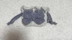 リボンのミニ巾着　白•紫のサムネイル