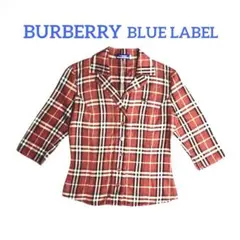 【BURBERRY】バーバリーブルーレーベル「赤系チェック柄シャツ」ノバチェック
