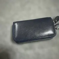 ネイビー レザー キーケース ジッパー式
