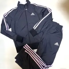 adidas ジャージ 上下セット 黒&ピンク キッズ 140cm 女の子