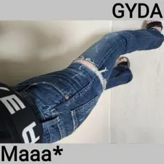 GYDAミドルウエストSIDE RIPPEDフレアデニムパンツ