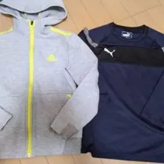 adidas グレー イエロー フルジップパーカー 130 PUMA130