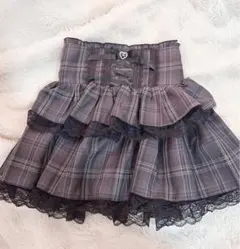 MARS ハイウエストスピンドルボリュームスカパン ブラックチェック