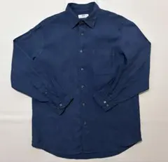 美品　 L　UNIQLO 長袖　プレミアムリネンシャツ　 紺