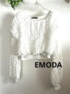 F《used》EMODA 3Dシャーリング トップス 長袖 ホワイトのサムネイル