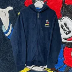 Disney ディズニー ミッキー 刺繍 ハーフジップ フリース パーカー 原宿
