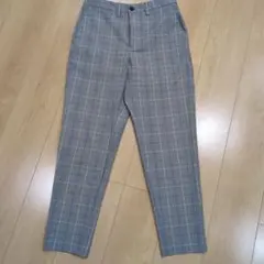 GU　イージーアンクルパンツ　グレー　チェック スラックス ウエスト　紐付き