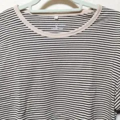 【シネマクラブ】ボーダー　長袖カットソー　ベージュ×黒　Lサイズ