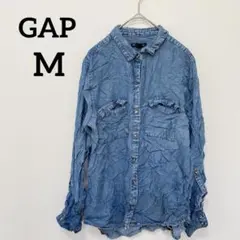 Gap 【M】長袖シャツ ライトブルー ボーイフレンドフィット