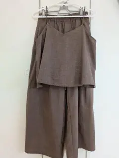 キャミソール & ワイドパンツ セットアップ M ブラウン