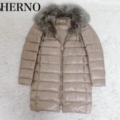 HERNO ヘルノ ファーネック ダウンコート ロング キャメルブラウン