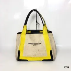 BALENCIAGA ネイビーカバス キャンバス トートバッグ レザー - メルカリ