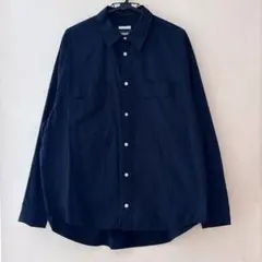 H&Mエイチアンドエム長袖シャツM黒紺無地コットン綿100ルーズフィットブラック