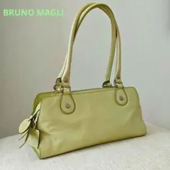 BRUNO MAGLl レザーショルダーバッグ　ミニボストンバック 黄緑のサムネイル