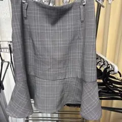 INGNIグレー系チェック フレアスリーブミニスカート