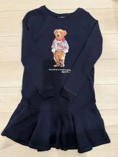 【未使用】ラルフローレン　ポロベア　長袖ワンピース　ネイビー　160cm 裏起毛