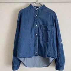 ブランバスク　デニムシャツ　スタンドカラー　ダンガリー　パールボタン　38 M