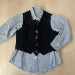 【美品】東京杉本　フォーマルベストとブラウス＆ネクタイセット 100cm