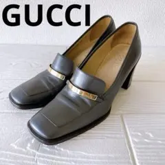 GUCCI グッチ（35）パンプス スクエアトゥ レザー ブラウンのサムネイル