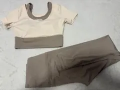 ヨガウェア セットアップ 半袖 トップス レギンス ベージュ