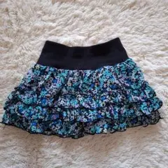 100cm フリルスカート 女の子 花柄 青 黒 ブルー 幼稚園 可愛い