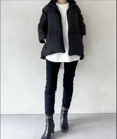 早秋週末セール！10/5迄　BEARDSLEY ブラック ダウンジャケット ビアズリー BEARDSLEY ジップフレアダウン （black