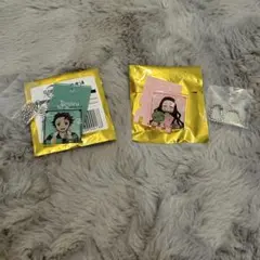 極楽湯 鬼滅の刃　コラボ　銭湯錠風キーホルダー　竈門禰豆子 竈門炭治郎