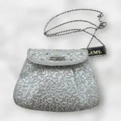 【保護フィルム付】極美品 ルミーはしもと ビーズバッグ 皇室御用達 シルバー 箱