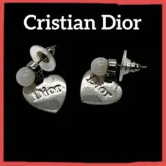 美品 Dior ディオール ハート ピアス シルバー パール CDロゴ