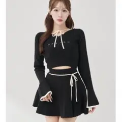 新品タグ付き Darich ウエストオープンリボンデザインミニニット ワンピース