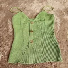 グリーンリブ編みキャミソール