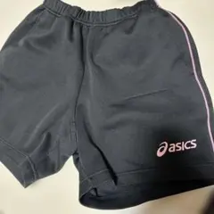 asics バレーボールパンツ 黒 ピンクライン
