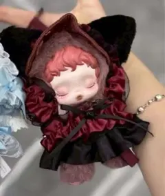 スカルパンダ POPMART 黒猫　猫耳　2点セット 着せ替え　ぬいぐるみ服のサムネイル