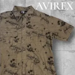 AVIREX アビレックス　リネン　地図柄 半袖シャツ Mのサムネイル