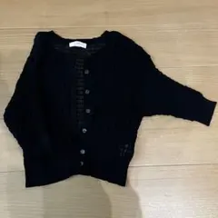 黒リブ編み五分袖カーディガンのサムネイル