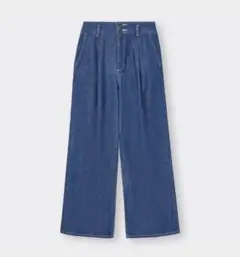 GU ライトデニムタックワイドパンツ M 65 BLUE