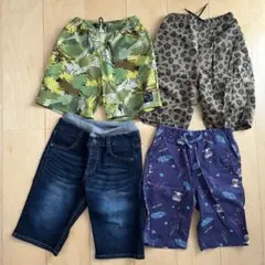 130 半ズボン　ハーフパンツ　4着　デニム　柄　ヒョウ柄　水陸両用