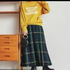 coen チェックプリーツスカート