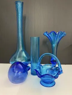 琉球ガラス　花瓶　5点セット
